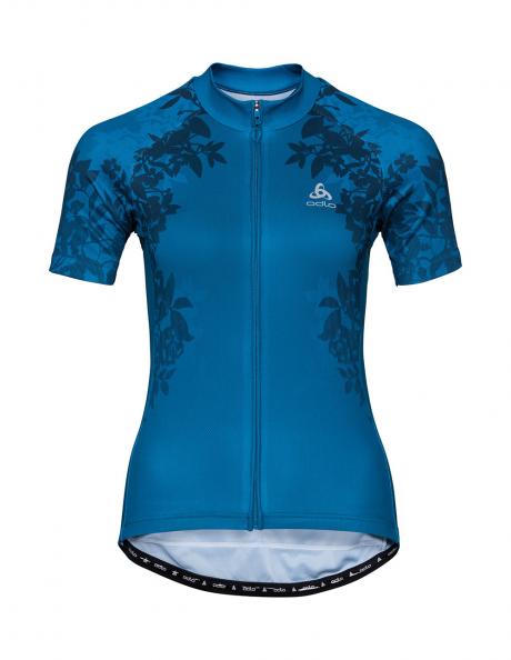 ODLO Велофутболка женская с воротником-стойкой на молнии FUJIN PRINT